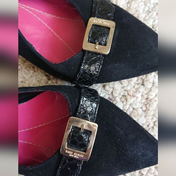 kate spade gold buckle suede leather slingback pump size 7.5B - Picture 8 of 13
